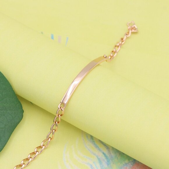 "Minimalist Polished Rose Gold Bracelet with Sleek Bar Accent, XPBL1106 - Picture 7 of 14